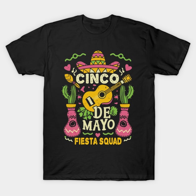 Mexican Fiesta Funny Cinco de Mayo Party Vintage Taco Guitar T-Shirt by NIKA13